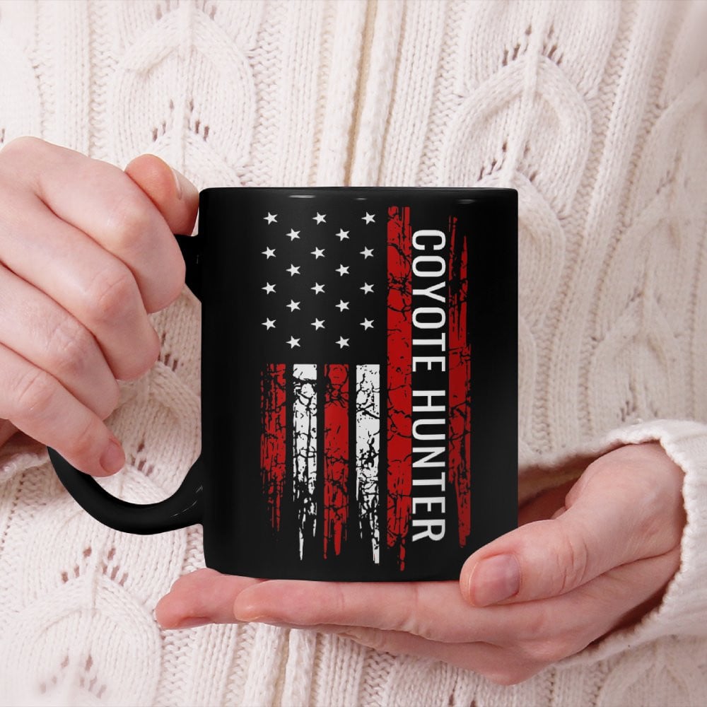 Coyote Hunting American USA Flag Predator Hunter Beverage Mug