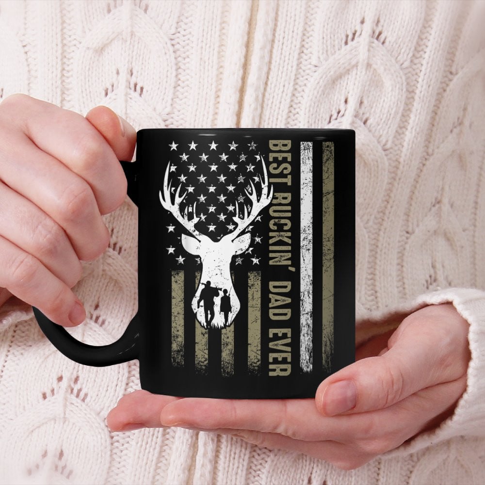 Best Buckin' Dad Ever Deer Hunting Fathers Day American Flag