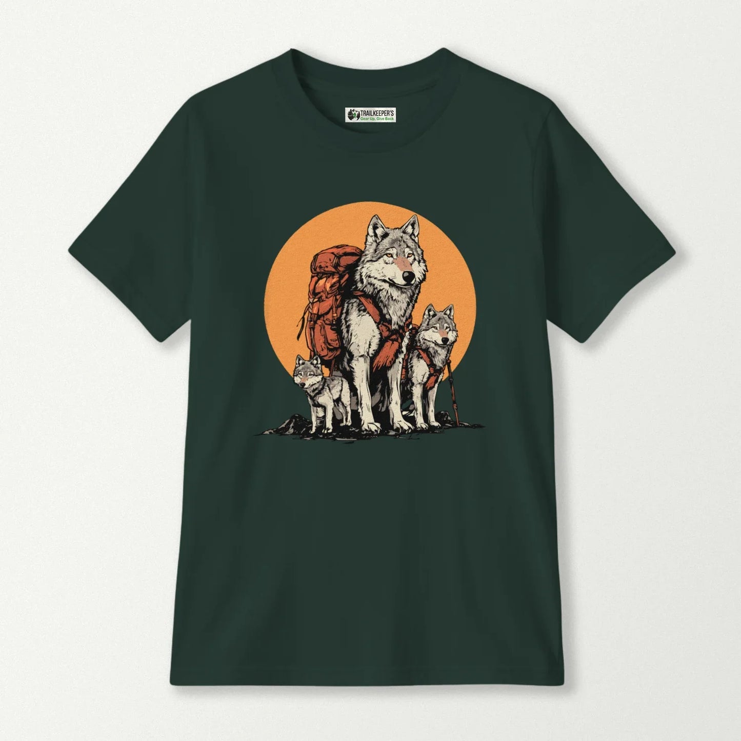Wolf Backpacker Family Kids T-Shirt