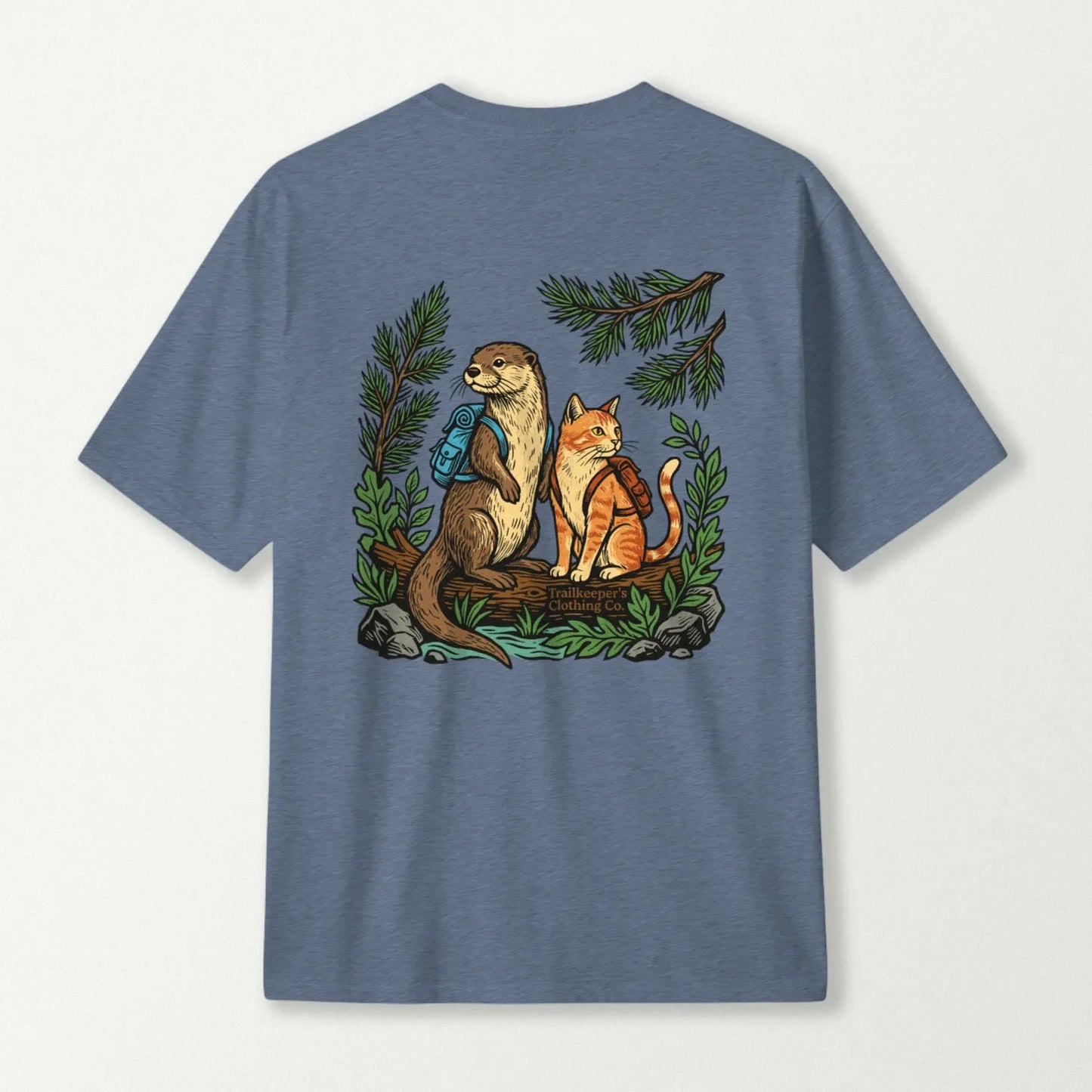 Otter and Cat Backpacker Friends T-Shirt