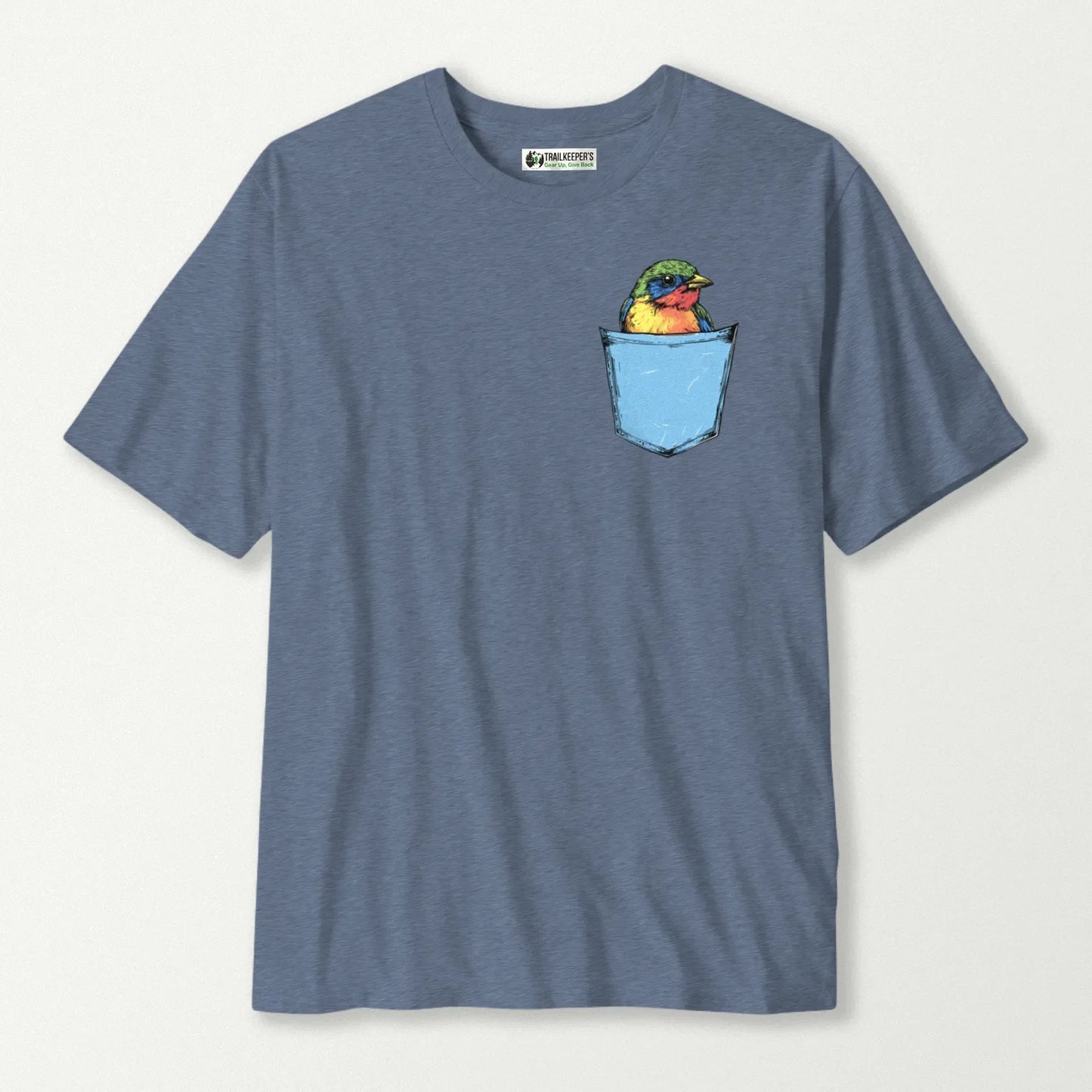 Colorful Bird In Pocket T-Shirt