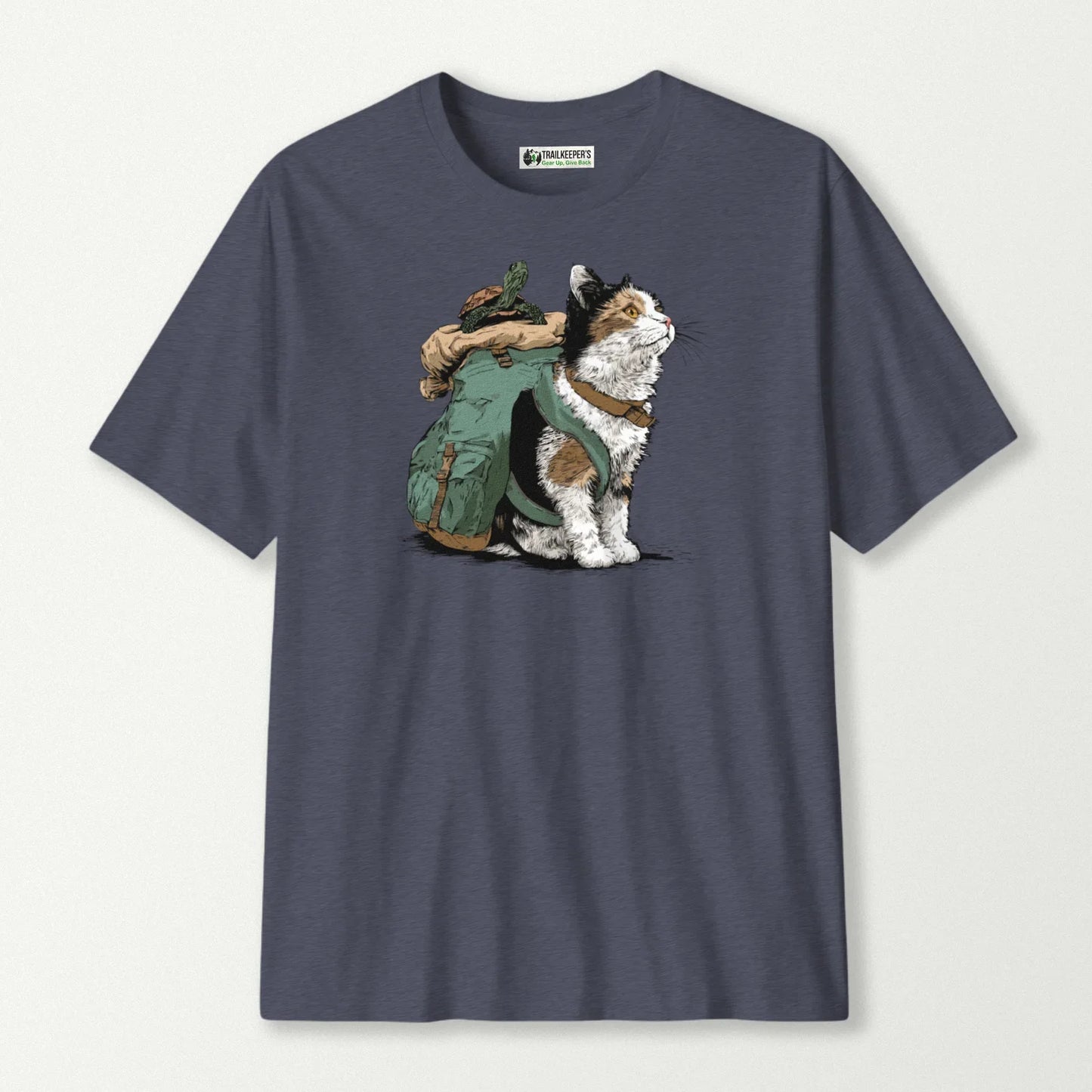 Cat Backpacker With Turtle Rider T-Shirt