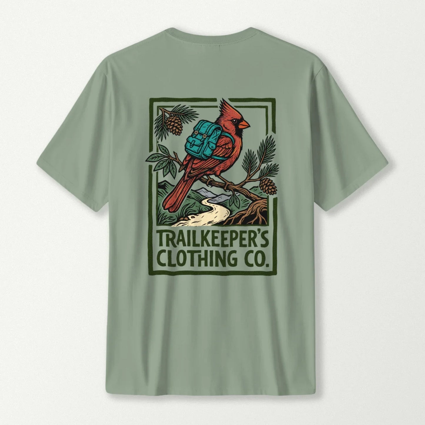 Cardinal Backpacker On Trail T-Shirt
