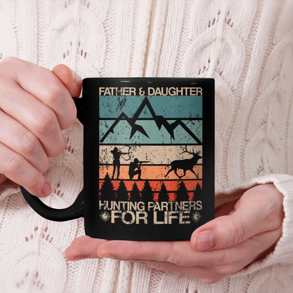 Father Daughter Hunting Partners For Life Retro Dad Hunters Beverage Mug