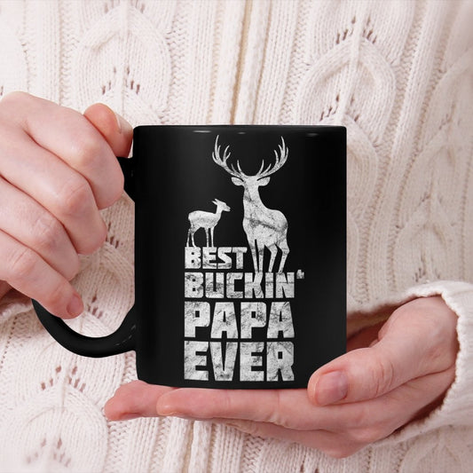 Best Bucking Papa Beverage Mug Deer Buck Hunting Fathers Tee Gift Beverage Mug