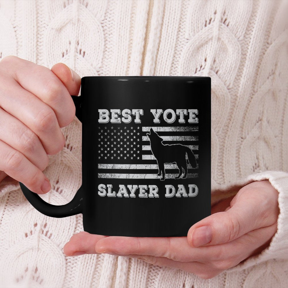 Yote Slayer Coyote Hunter Dad Coyote Hunting American Flag Beverage Mug