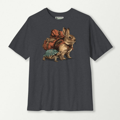 Rabbit Backpacker Next To Turtle T-Shirt