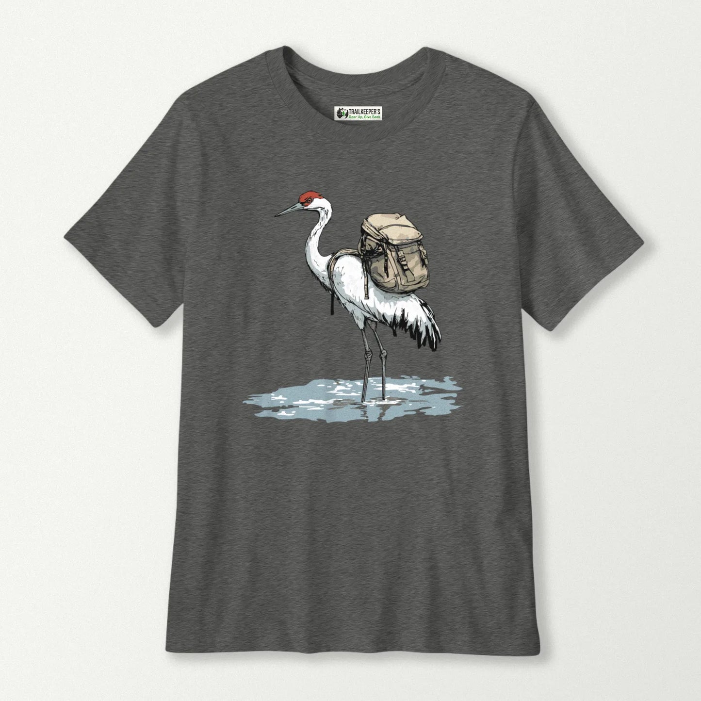 Crane Backpacker In Water Kids T-Shirt