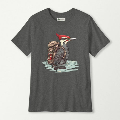 Pileated Woodpecker Backpacker In Water Kids T-Shirt