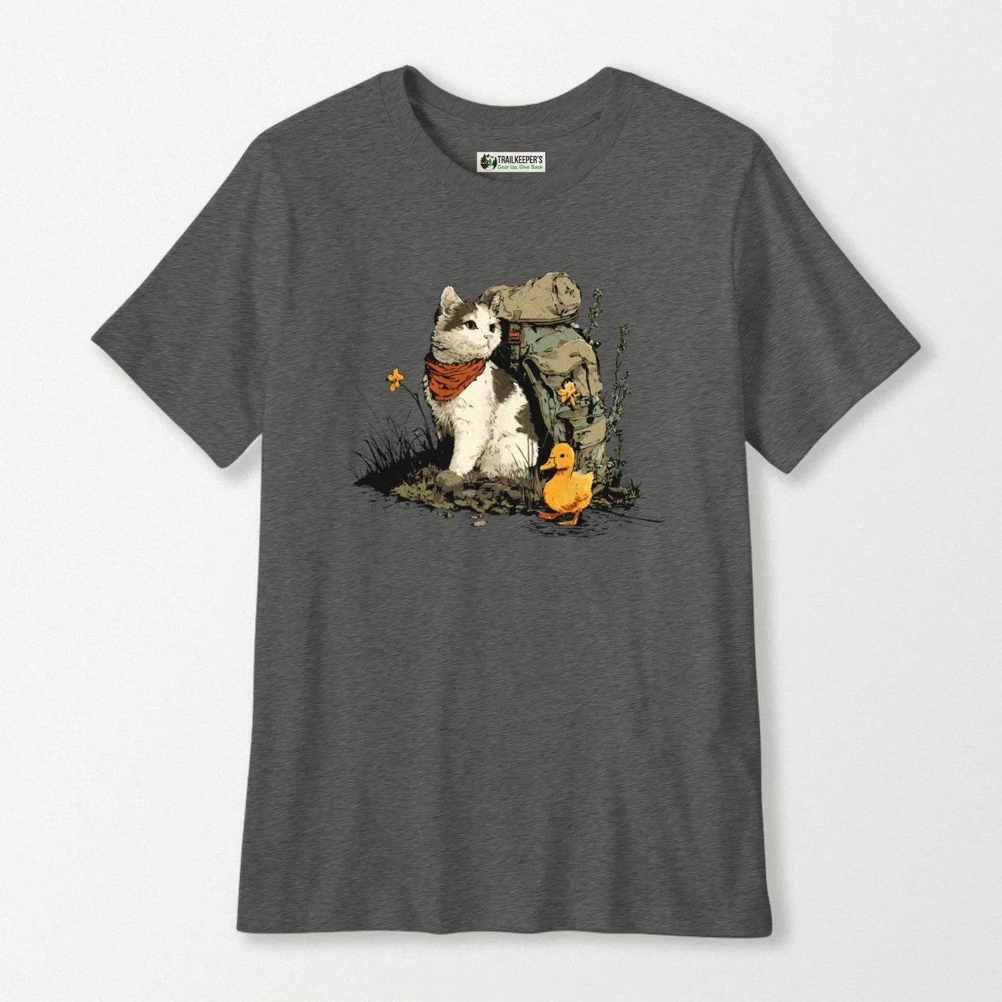 Cat Backpacker With Duckling Kids T-Shirt