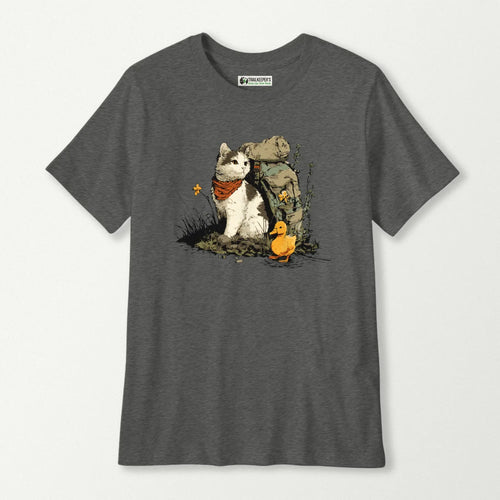 Cat Backpacker With Duckling Kids T-Shirt