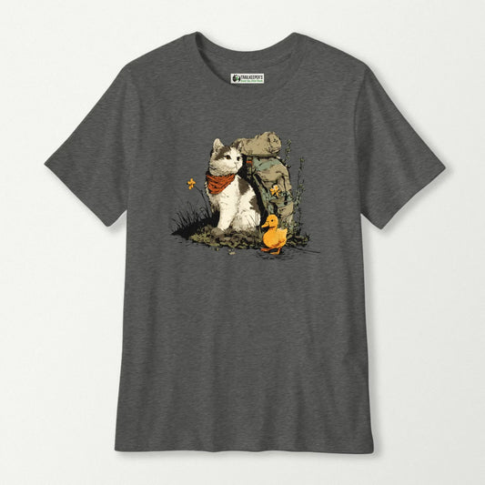 Cat Backpacker With Duckling Kids T-Shirt