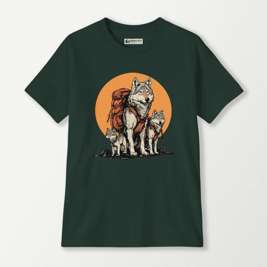 Wolf Backpacker Family Kids T-Shirt