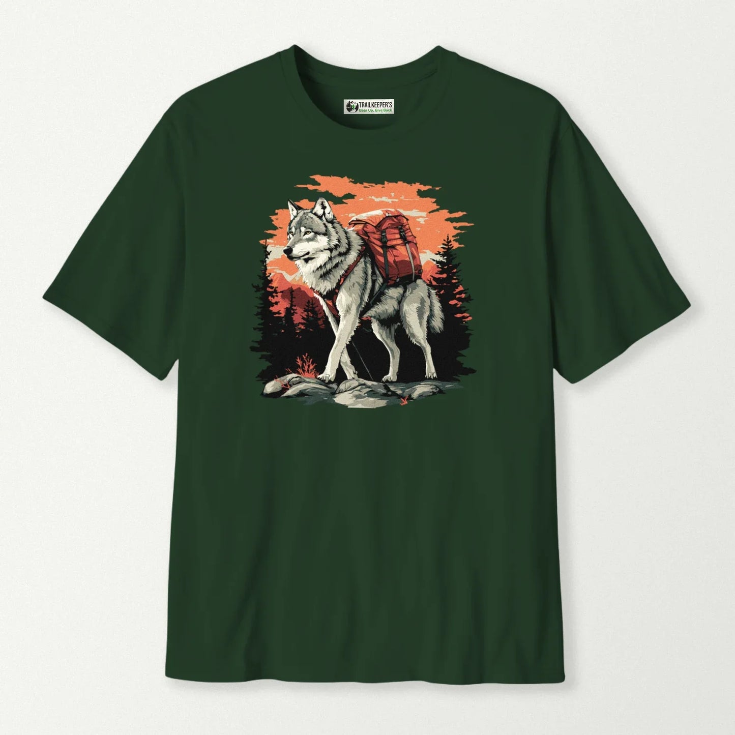 Wolf Backpacker In The Forest T-Shirt