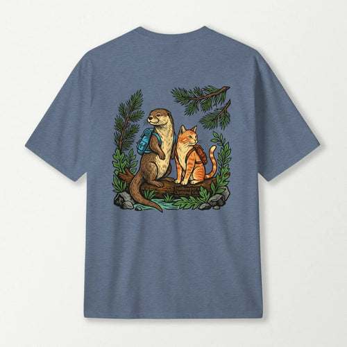 Otter and Cat Backpacker Friends T-Shirt