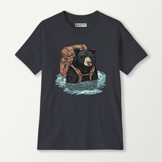 Black Bear Backpacker Fording River Kids T-Shirt