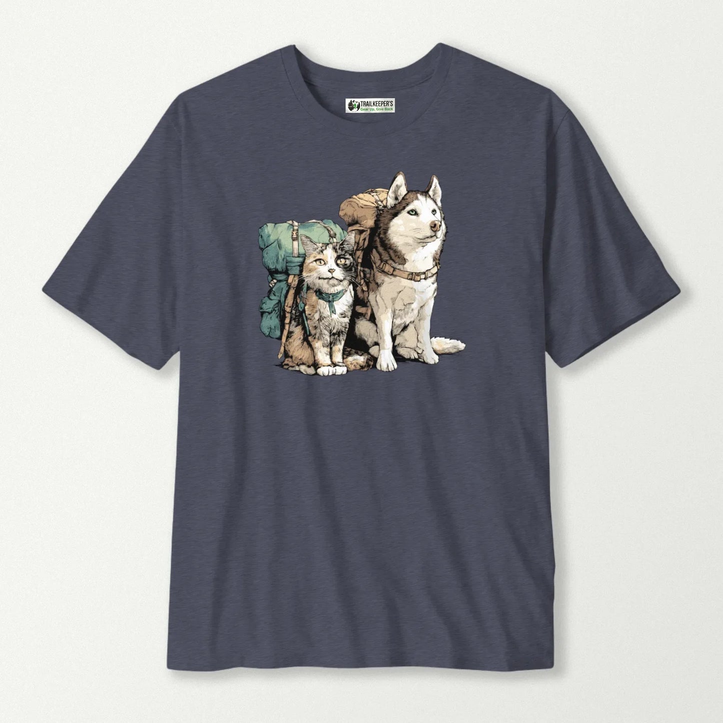 Cat And Husky Backpacker Buddies T-Shirt