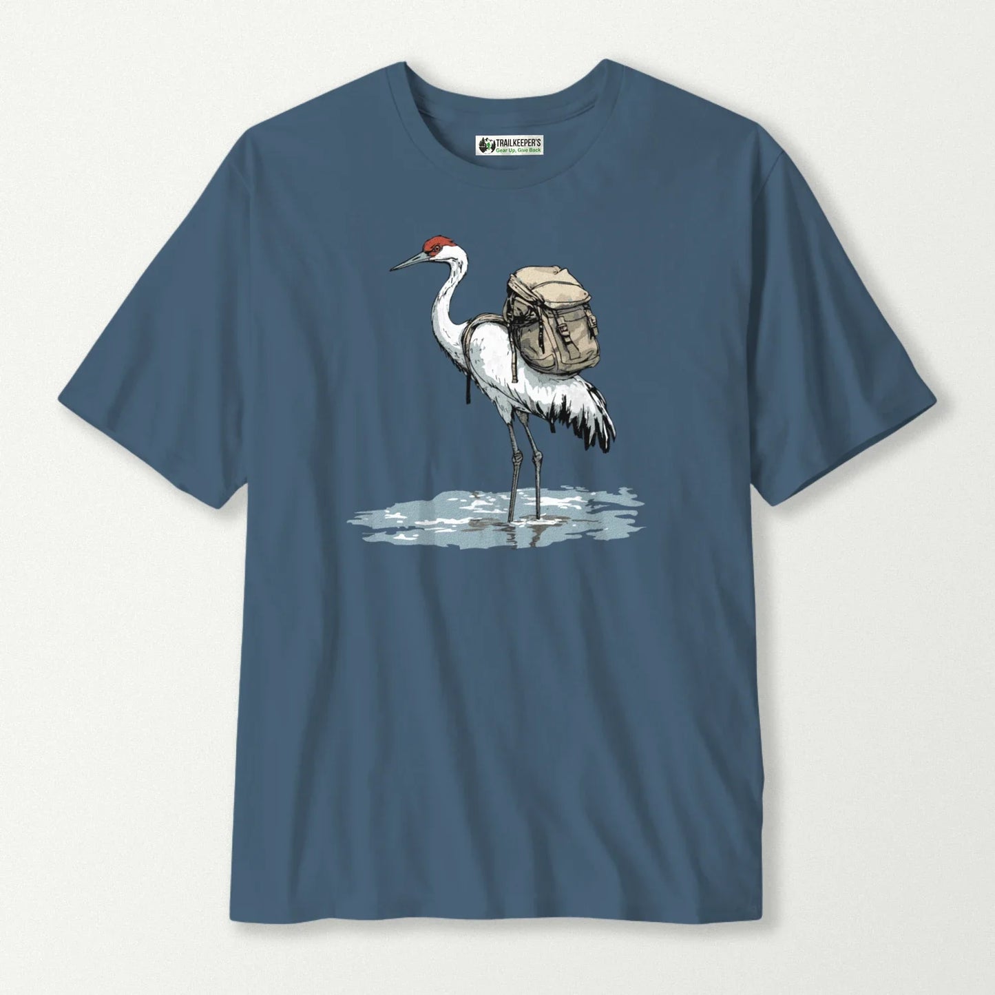 Crane Backpacker In Water T-Shirt