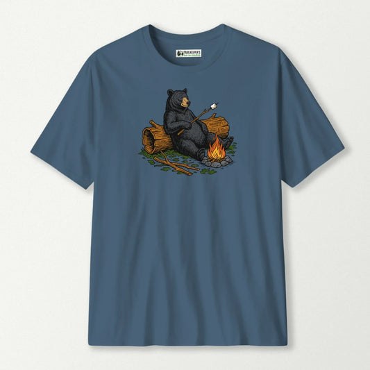 Black Bear Marshmallow Roaster T-Shirt